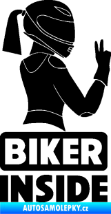 Samolepka Biker inside 004 pravá motorkářka černá