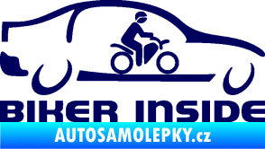 Samolepka Biker inside 001 motorkář v autě tmavě modrá