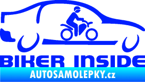 Samolepka Biker inside 001 motorkář v autě modrá dynamic