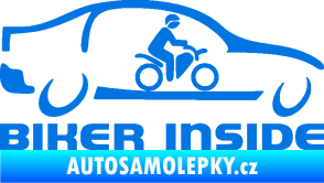 Samolepka Biker inside 001 motorkář v autě modrá oceán
