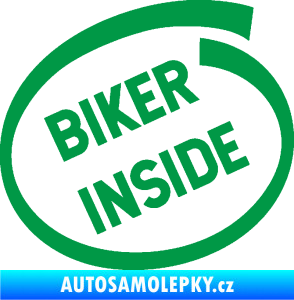 Samolepka Biker inside 005 nápis zelená