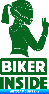 Samolepka Biker inside 004 pravá motorkářka tmavě zelená