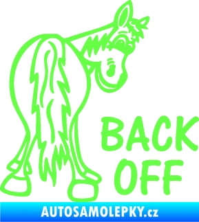 Samolepka Back off pravá koník Fluorescentní zelená