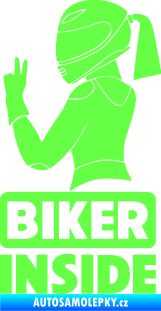 Samolepka Biker inside 004 levá motorkářka Fluorescentní zelená