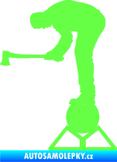 Samolepka Dřevorubec 004 levá sekera Fluorescentní zelená