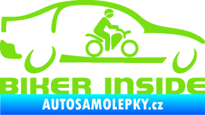 Samolepka Biker inside 001 motorkář v autě zelená kawasaki
