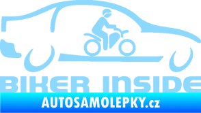 Samolepka Biker inside 001 motorkář v autě světle modrá