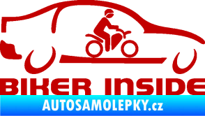 Samolepka Biker inside 001 motorkář v autě tmavě červená