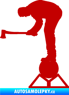 Samolepka Dřevorubec 004 levá sekera tmavě červená
