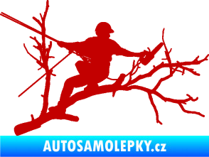 Samolepka Dřevorubec 006 pravá prořezání ve výškách tmavě červená