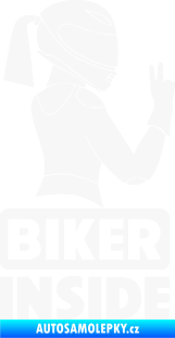 Samolepka Biker inside 004 pravá motorkářka bílá