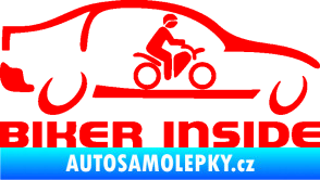Samolepka Biker inside 001 motorkář v autě Fluorescentní červená