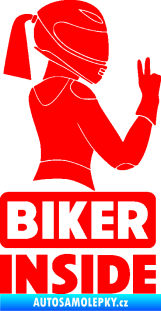 Samolepka Biker inside 004 pravá motorkářka Fluorescentní červená