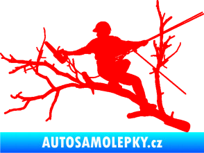 Samolepka Dřevorubec 006 levá prořezání ve výškách Fluorescentní červená
