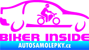 Samolepka Biker inside 001 motorkář v autě Fluorescentní růžová