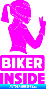 Samolepka Biker inside 004 pravá motorkářka Fluorescentní růžová