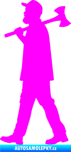 Samolepka Dřevorubec 002 levá Fluorescentní růžová