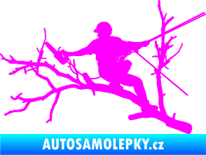 Samolepka Dřevorubec 006 levá prořezání ve výškách Fluorescentní růžová