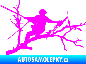Samolepka Dřevorubec 006 pravá prořezání ve výškách Fluorescentní růžová