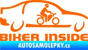 Samolepka Biker inside 001 motorkář v autě Fluorescentní oranžová