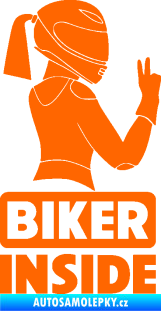 Samolepka Biker inside 004 pravá motorkářka Fluorescentní oranžová