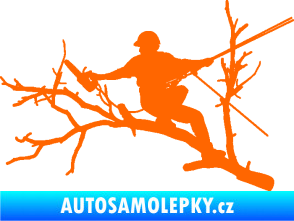Samolepka Dřevorubec 006 levá prořezání ve výškách Fluorescentní oranžová