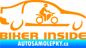 Samolepka Biker inside 001 motorkář v autě oranžová