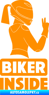 Samolepka Biker inside 004 pravá motorkářka oranžová