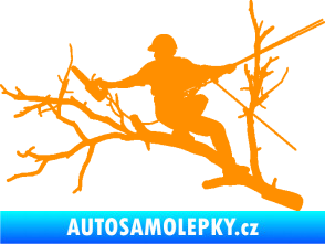 Samolepka Dřevorubec 006 levá prořezání ve výškách oranžová