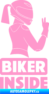 Samolepka Biker inside 004 pravá motorkářka světle růžová