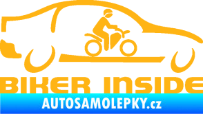 Samolepka Biker inside 001 motorkář v autě světle oranžová