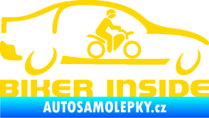 Samolepka Biker inside 001 motorkář v autě jasně žlutá