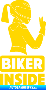 Samolepka Biker inside 004 pravá motorkářka jasně žlutá