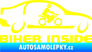 Samolepka Biker inside 001 motorkář v autě žlutá citron