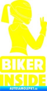 Samolepka Biker inside 004 pravá motorkářka žlutá citron
