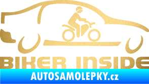 Samolepka Biker inside 001 motorkář v autě zlatá metalíza