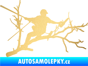 Samolepka Dřevorubec 006 pravá prořezání ve výškách zlatá metalíza
