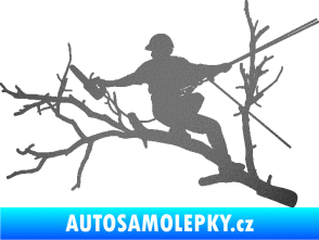 Samolepka Dřevorubec 006 levá prořezání ve výškách grafitová metalíza