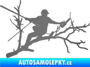 Samolepka Dřevorubec 006 pravá prořezání ve výškách grafitová metalíza
