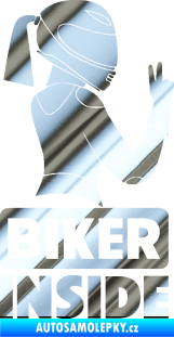 Samolepka Biker inside 004 pravá motorkářka chrom fólie stříbrná zrcadlová