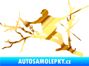 Samolepka Dřevorubec 006 levá prořezání ve výškách chrom fólie zlatá zrcadlová
