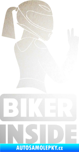 Samolepka Biker inside 004 pravá motorkářka odrazková reflexní bílá