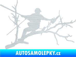 Samolepka Dřevorubec 006 pravá prořezání ve výškách škrábaný hliník