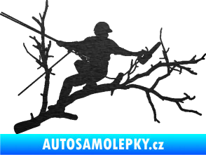 Samolepka Dřevorubec 006 pravá prořezání ve výškách škrábaný kov černý