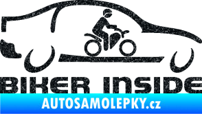 Samolepka Biker inside 001 motorkář v autě Ultra Metalic černá