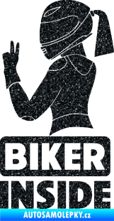 Samolepka Biker inside 004 levá motorkářka Ultra Metalic černá