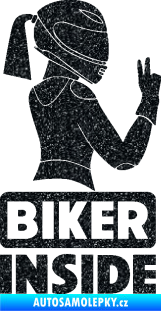 Samolepka Biker inside 004 pravá motorkářka Ultra Metalic černá