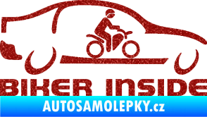 Samolepka Biker inside 001 motorkář v autě Ultra Metalic červená