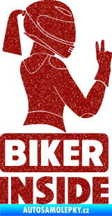 Samolepka Biker inside 004 pravá motorkářka Ultra Metalic červená