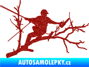 Samolepka Dřevorubec 006 pravá prořezání ve výškách Ultra Metalic červená